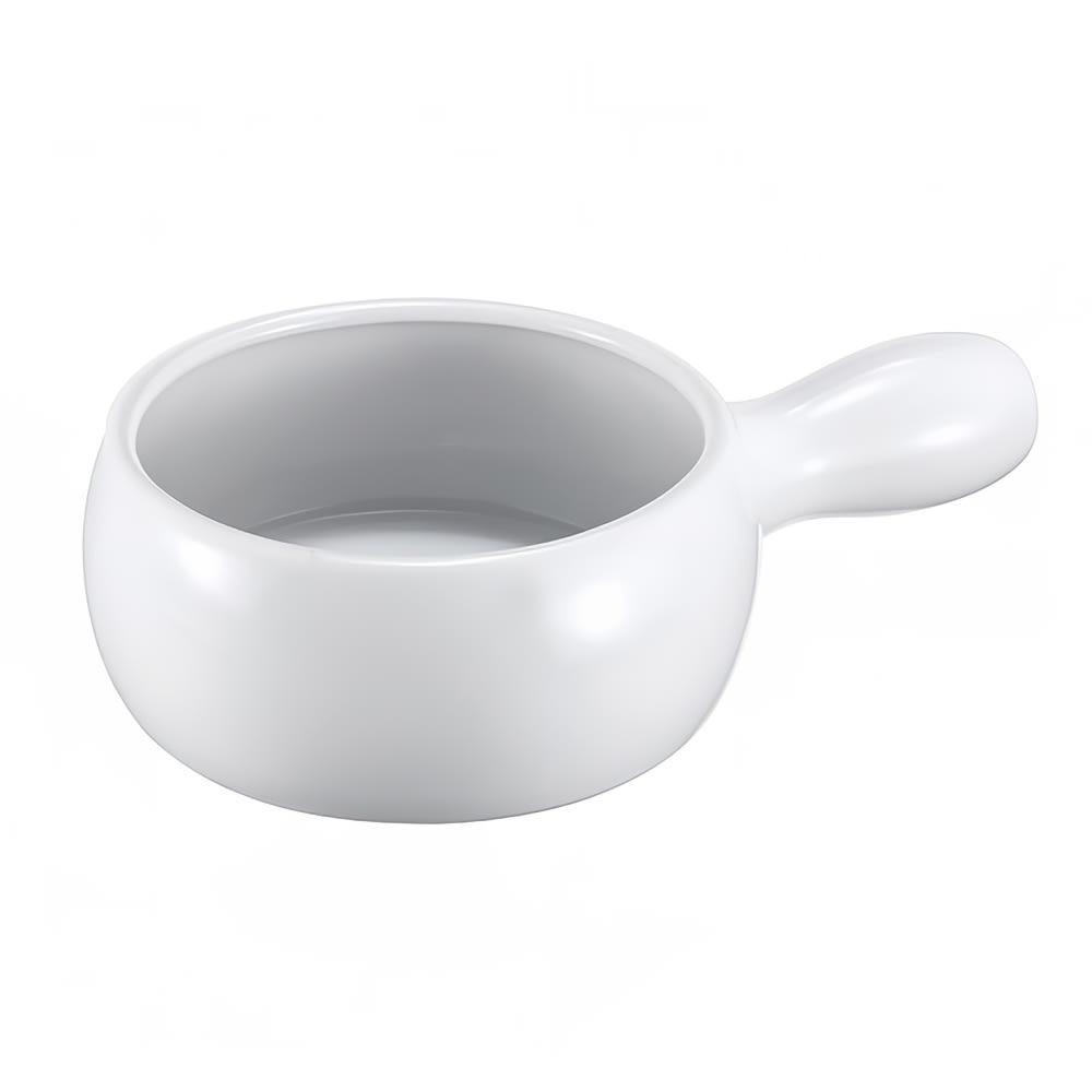 Browne 16 oz Ceramic Onion Soup Bowl, With Side Handle, White (744053W)