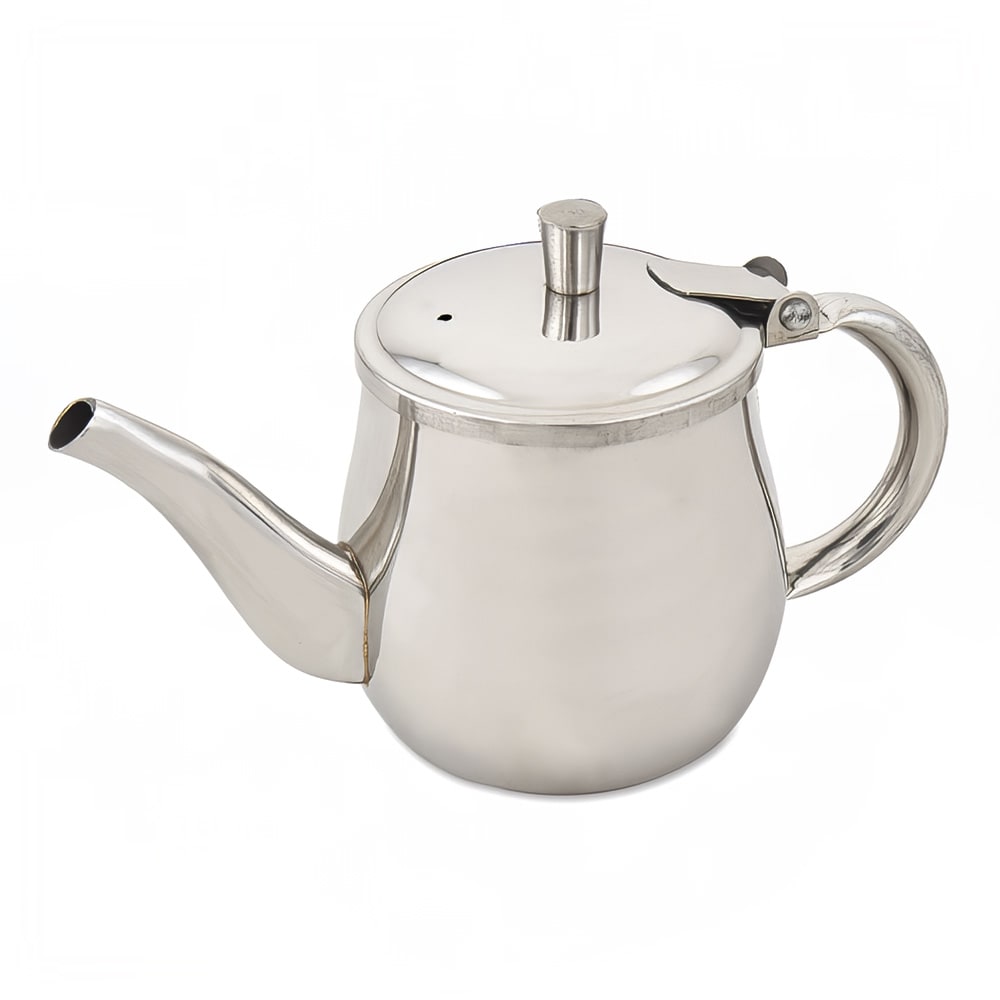 Browne Gooseneck Teapot w/ 10 oz Capacity, Hinged Lid & Hollow Handle, Stainless (515200)