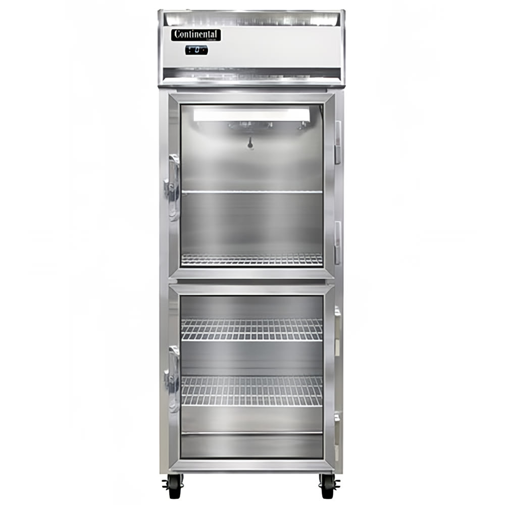 Continental 1FENSAGDHD 28 1/2" One Section Reach In Freezer, (2) Right Hinge Glass Doors, 115v