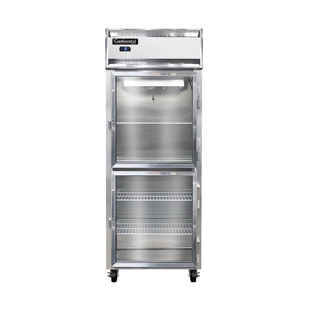 Continental 1FESNSAGDHD 28 1/2" One Section Reach In Freezer, (2) Right Hinge Glass Doors, 115v