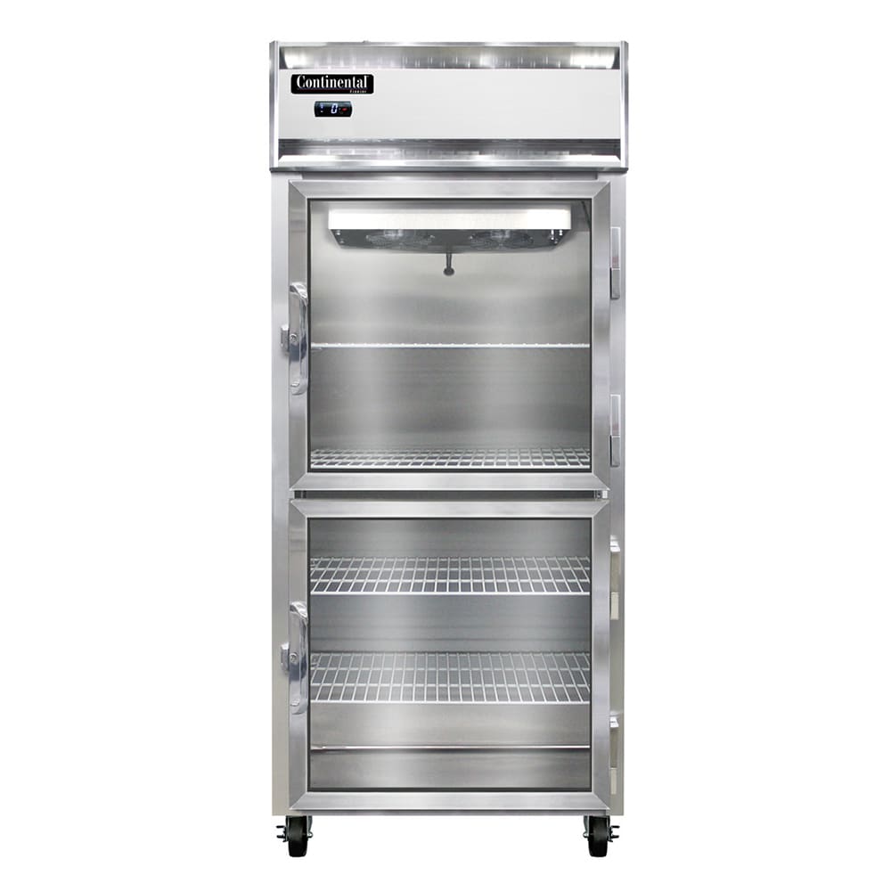 Continental 1FXNGDHD 36 1/4" One Section Reach In Freezer, (2) Right Hinge Glass Doors, 115v