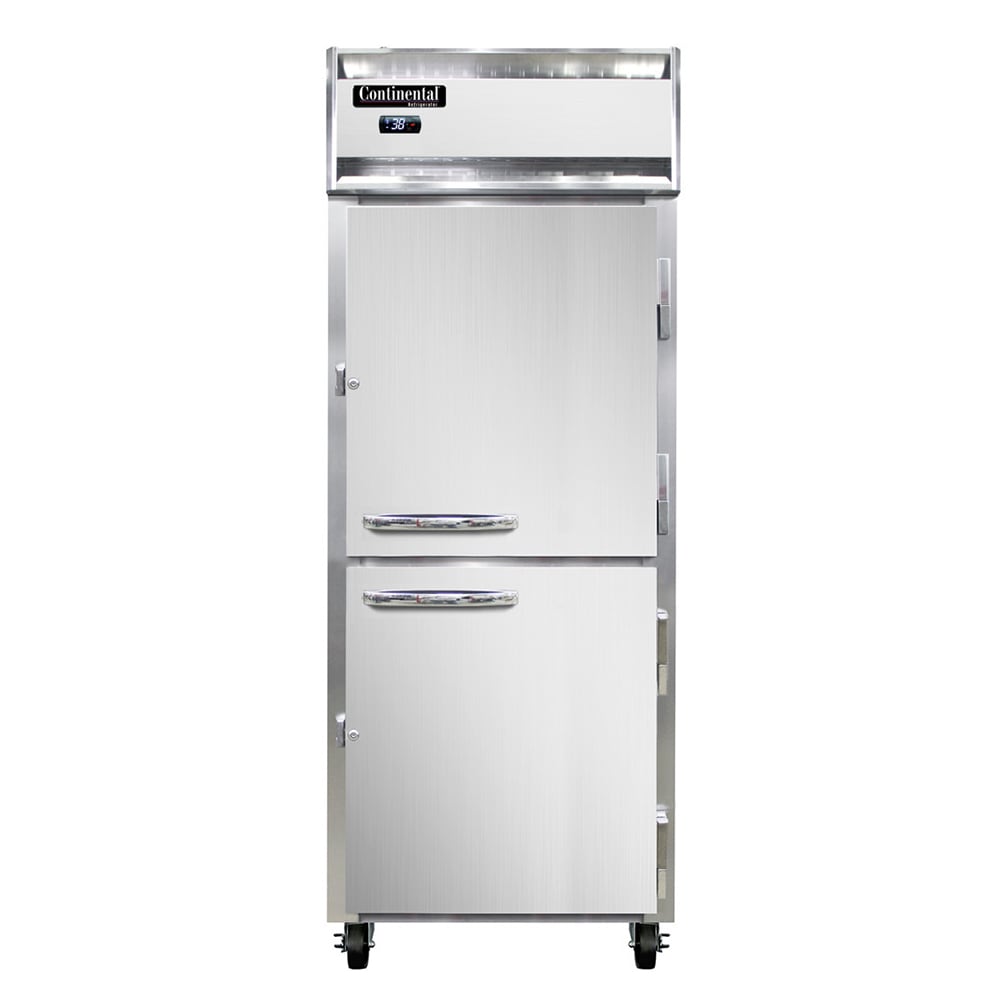 Continental 1RENPTHD 28 1/2" One Section Pass Thru Refrigerator, (4) Right Hinge Solid Doors, 115v