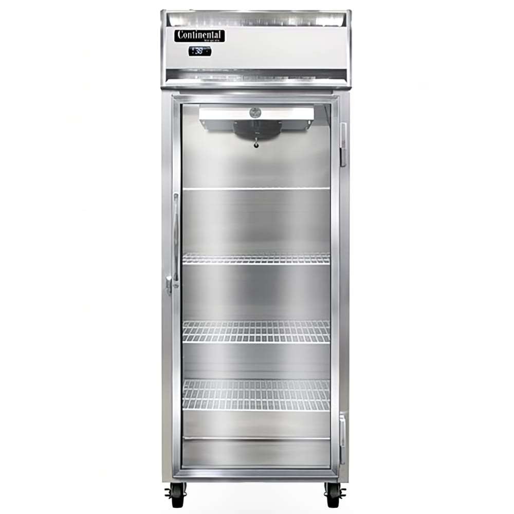 Continental 1RENSAGD 28 1/2" One Section Reach In Refrigerator, (1) Right Hinge Glass Door, 115v