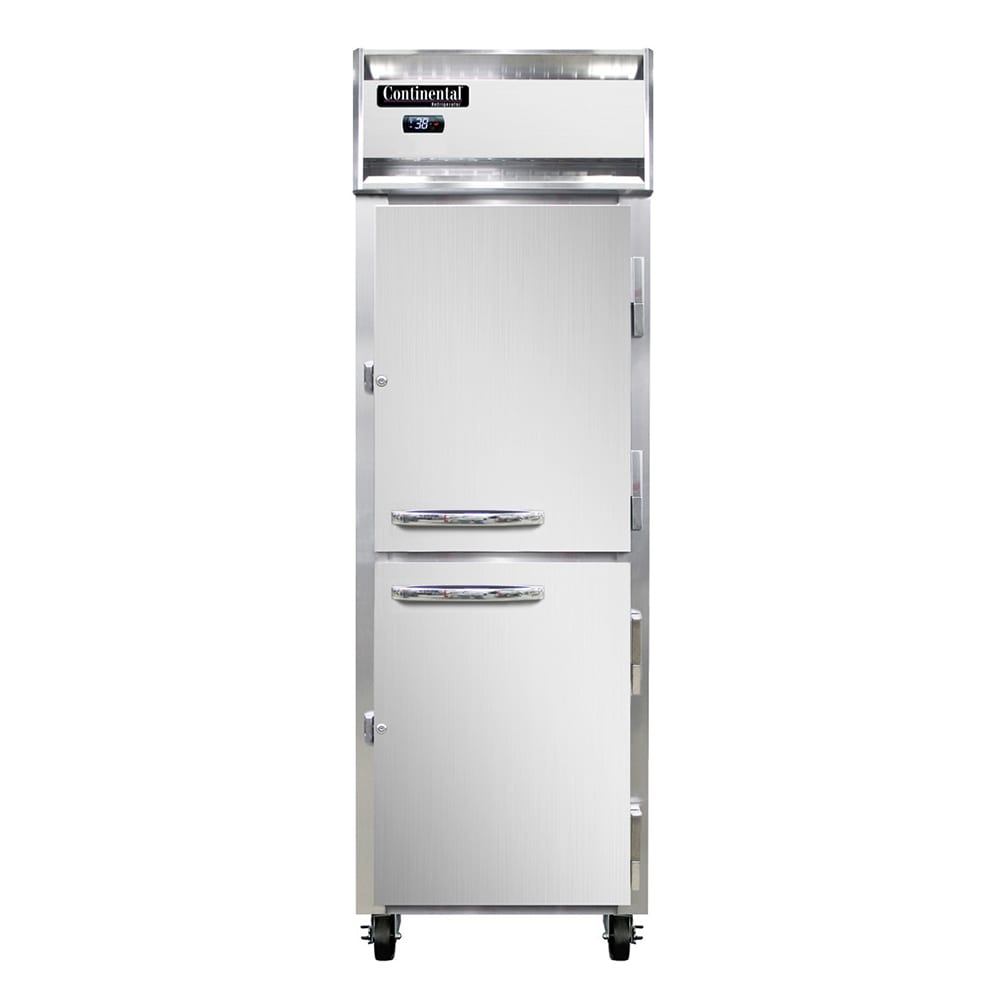 Continental 1RNHD 26" One Section Reach In Refrigerator, (2) Right Hinge Solid Doors, Top Compressor, 115v