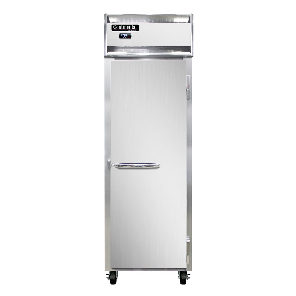 Continental 1RNPT 26" One Section Pass Thru Refrigerator, (2) Right Hinge Solid Doors, Top Compressor, 115v