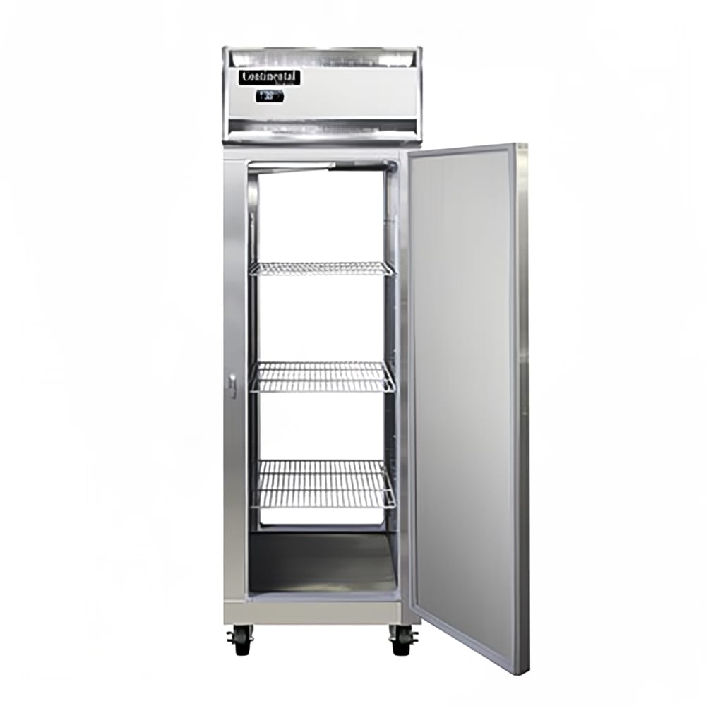 Continental 1RNSAPT 26" One Section Pass Thru Refrigerator, (2) Right Hinge Solid Doors, Top Compressor, 115v