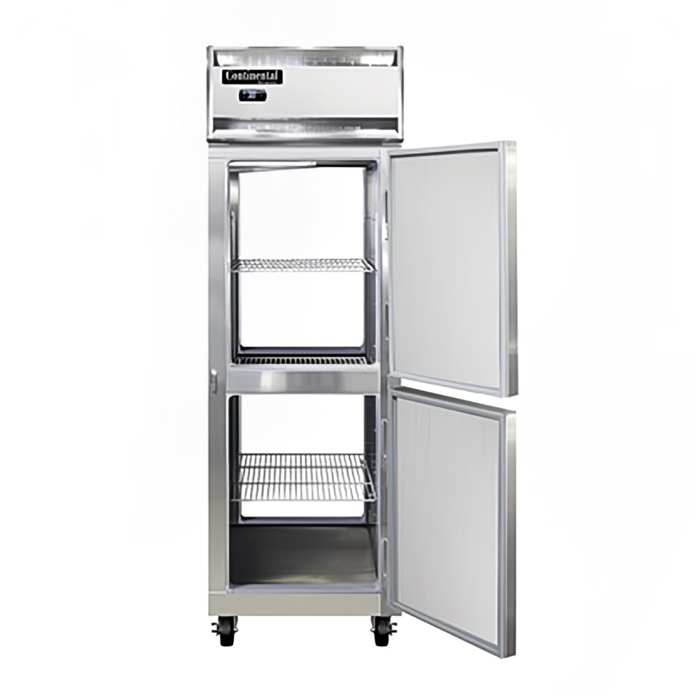 Continental 1RNSAPTHD 26" One Section Pass Thru Refrigerator, (4) Right Hinge Solid Doors, Top Compressor, 115v