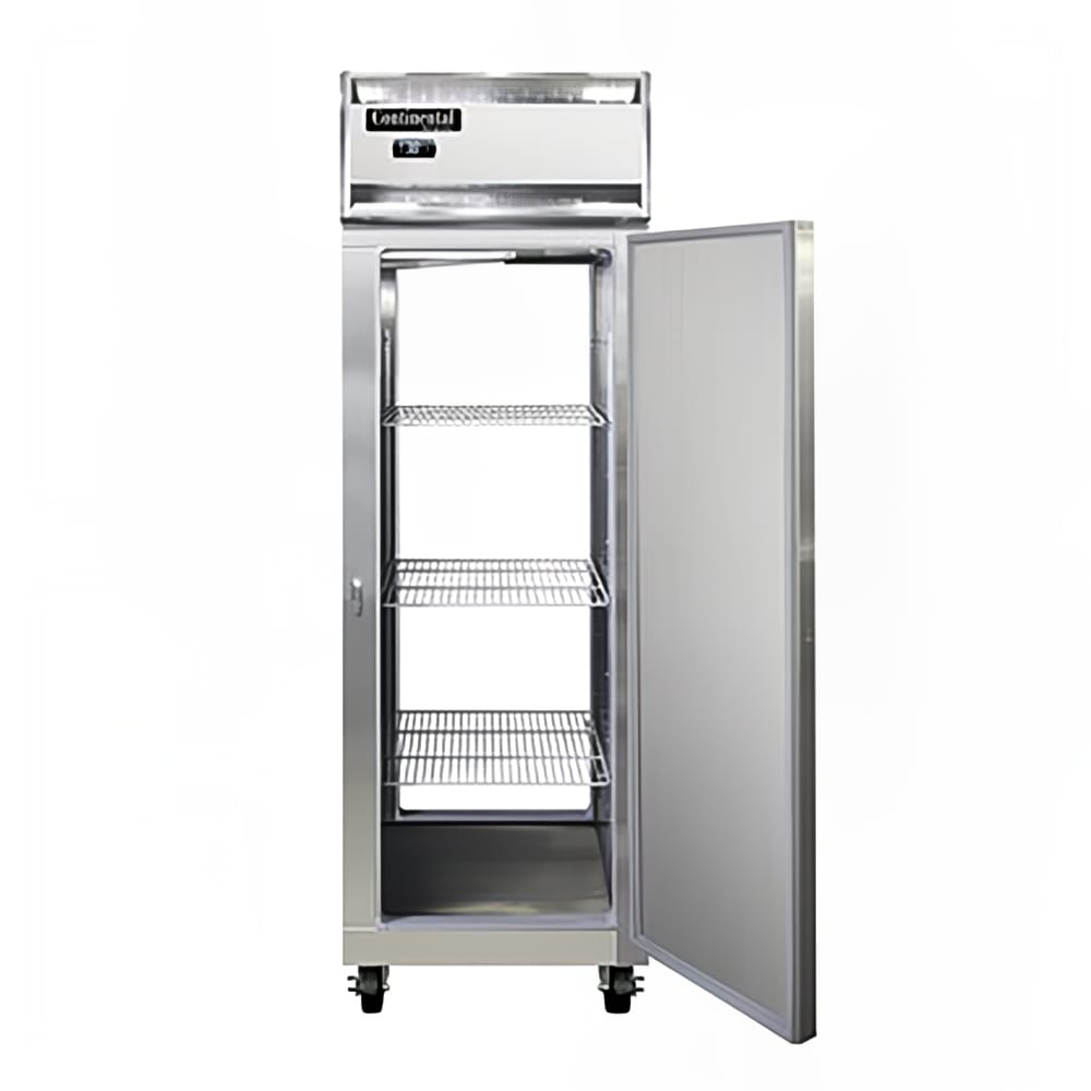 Continental 1RNSSPT 26" One Section Pass Thru Refrigerator, (2) Right Hinge Solid Doors, Top Compressor, 115v