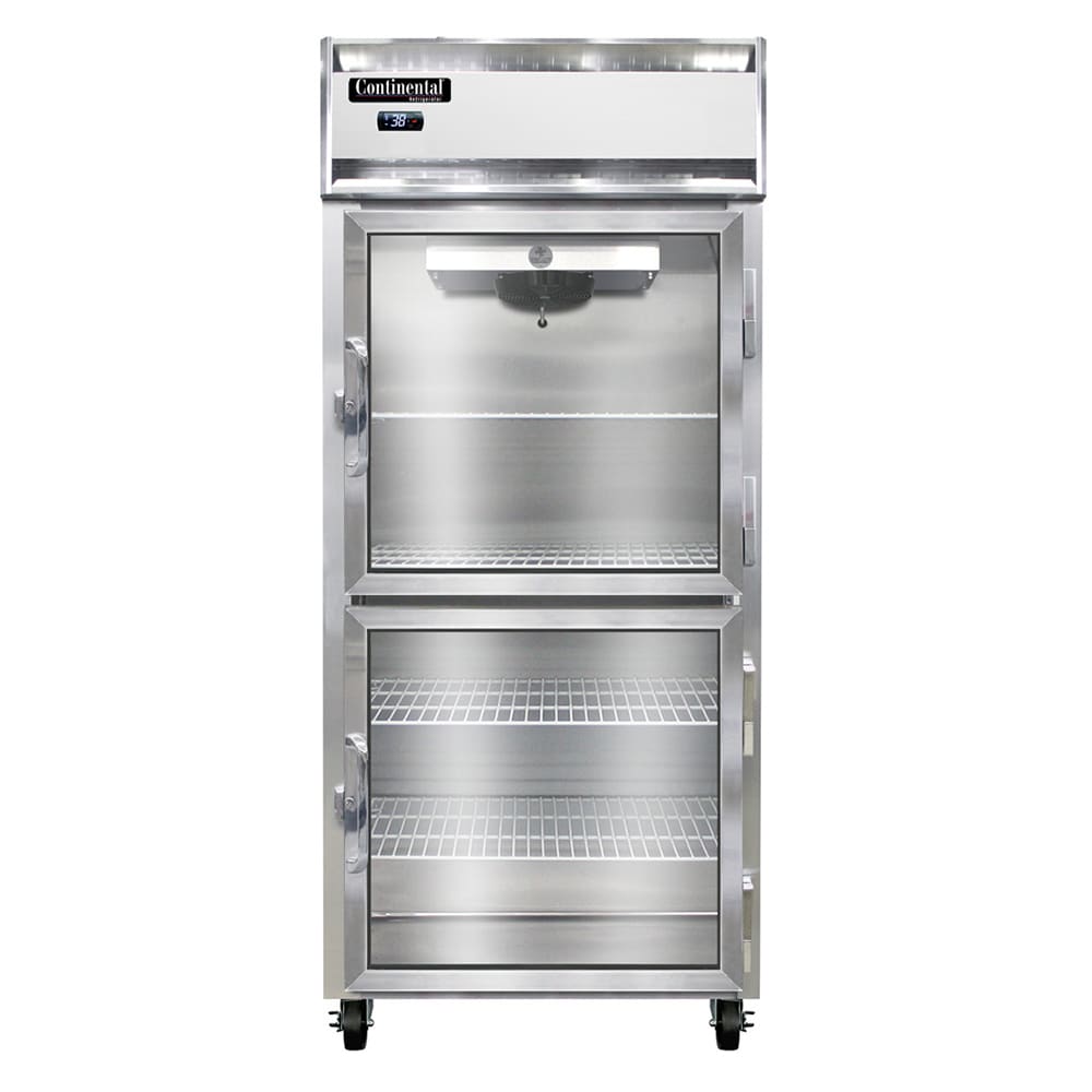Continental 1RXNGDHD 36 1/4" One Section Reach In Refrigerator, (2) Right Hinge Glass Doors, Top Compressor, 115v