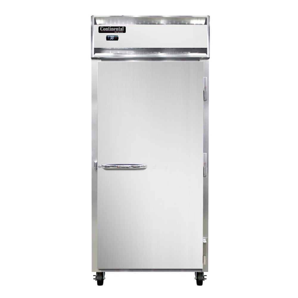 Continental 1RXNPT 36 1/4" One Section Pass Thru Refrigerator, (2) Right Hinge Solid Doors, Top Compressor, 115v
