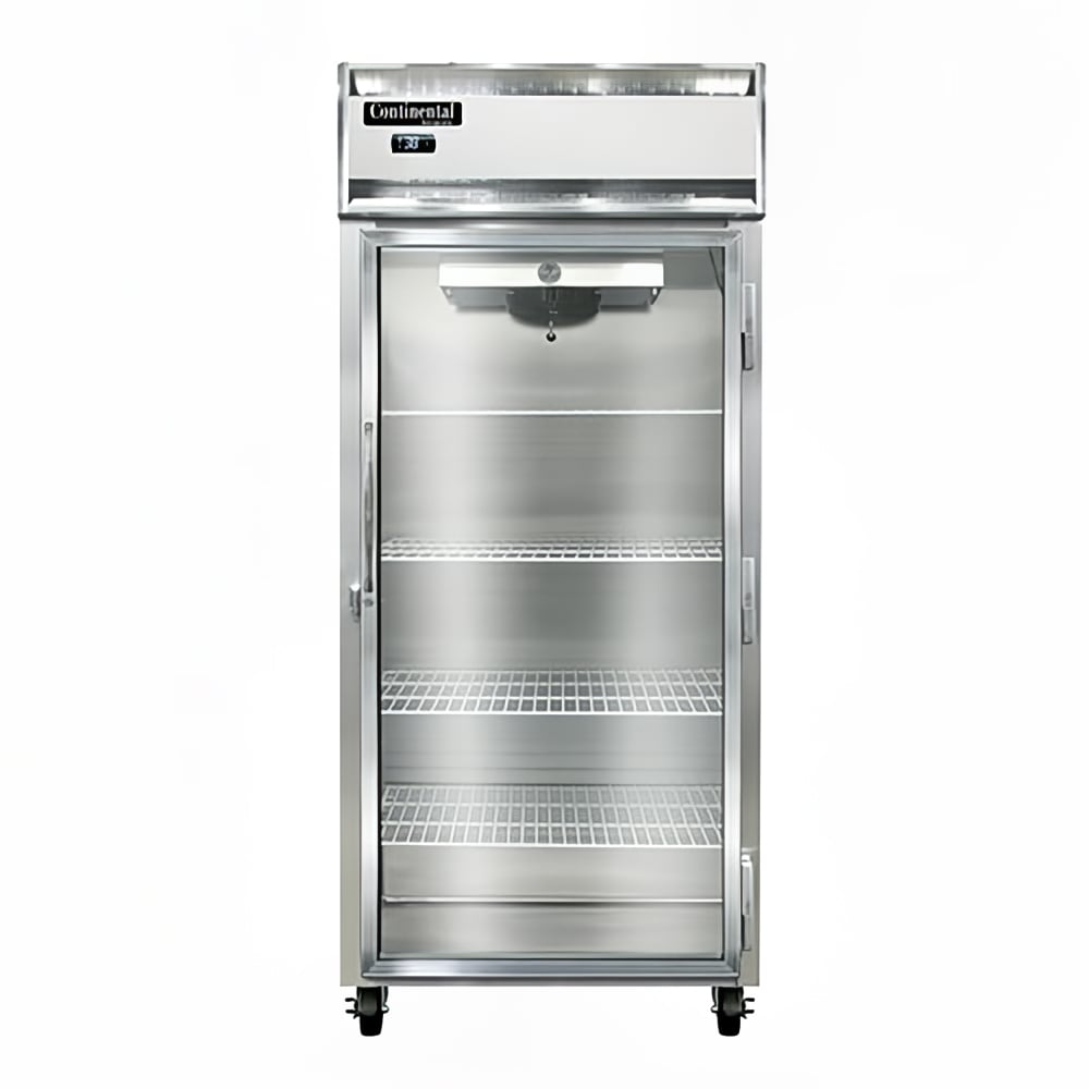 Continental 1RXNSAGD 36 1/4" One Section Reach In Refrigerator, (1) Right Hinge Glass Door, Top Compressor, 115v