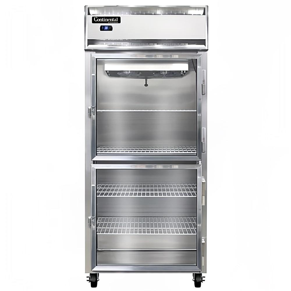 Continental 1RXSNSAGDHD 36 1/4" One Section Reach In Refrigerator, (2) Right Hinge Glass Doors, Top Compressor, 115v