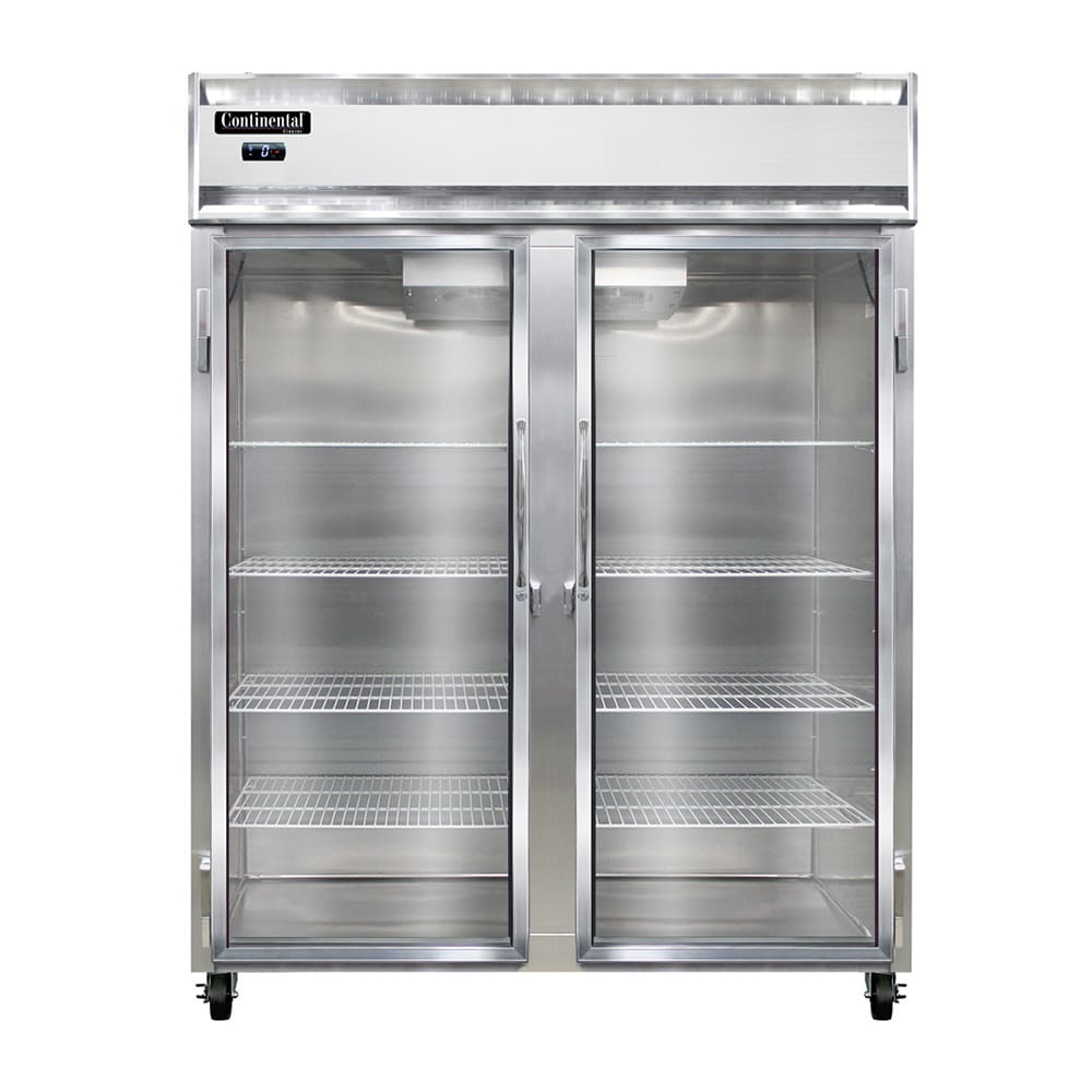 Continental 2FENGD 57" Two Section Reach In Freezer, (2) Left/Right Hinge Glass Doors, 115/208-230v