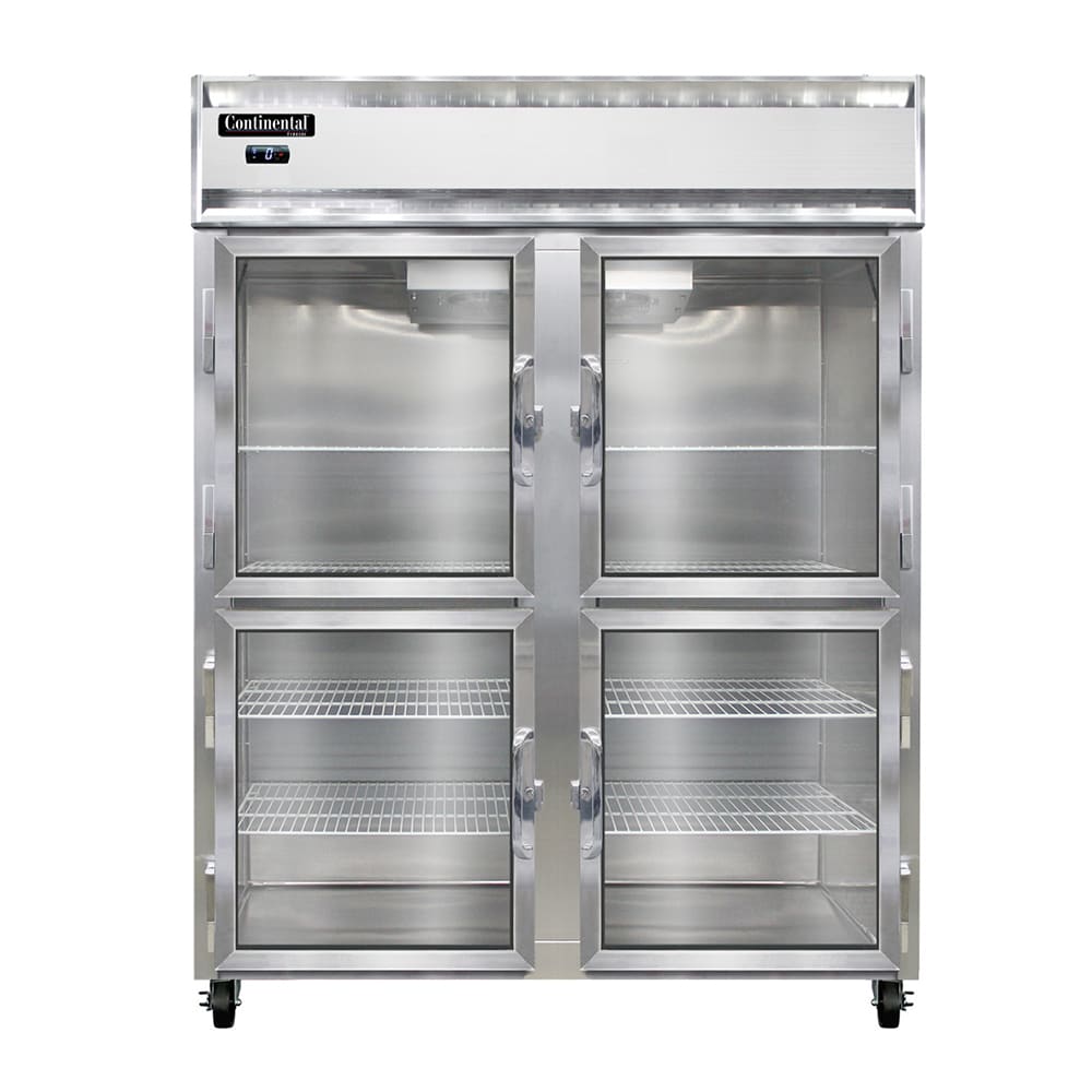 Continental 2FENGDHD 57" Two Section Reach In Freezer, (4) Left/Right Hinge Glass Doors, 115/208-230v