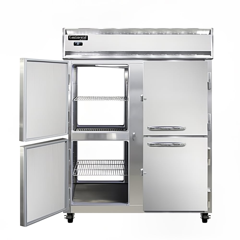 Continental 2FENPTHD 57" Two Section Pass Thru Freezer, (8) Left/Right Hinge Solid Doors, 115/208-230v