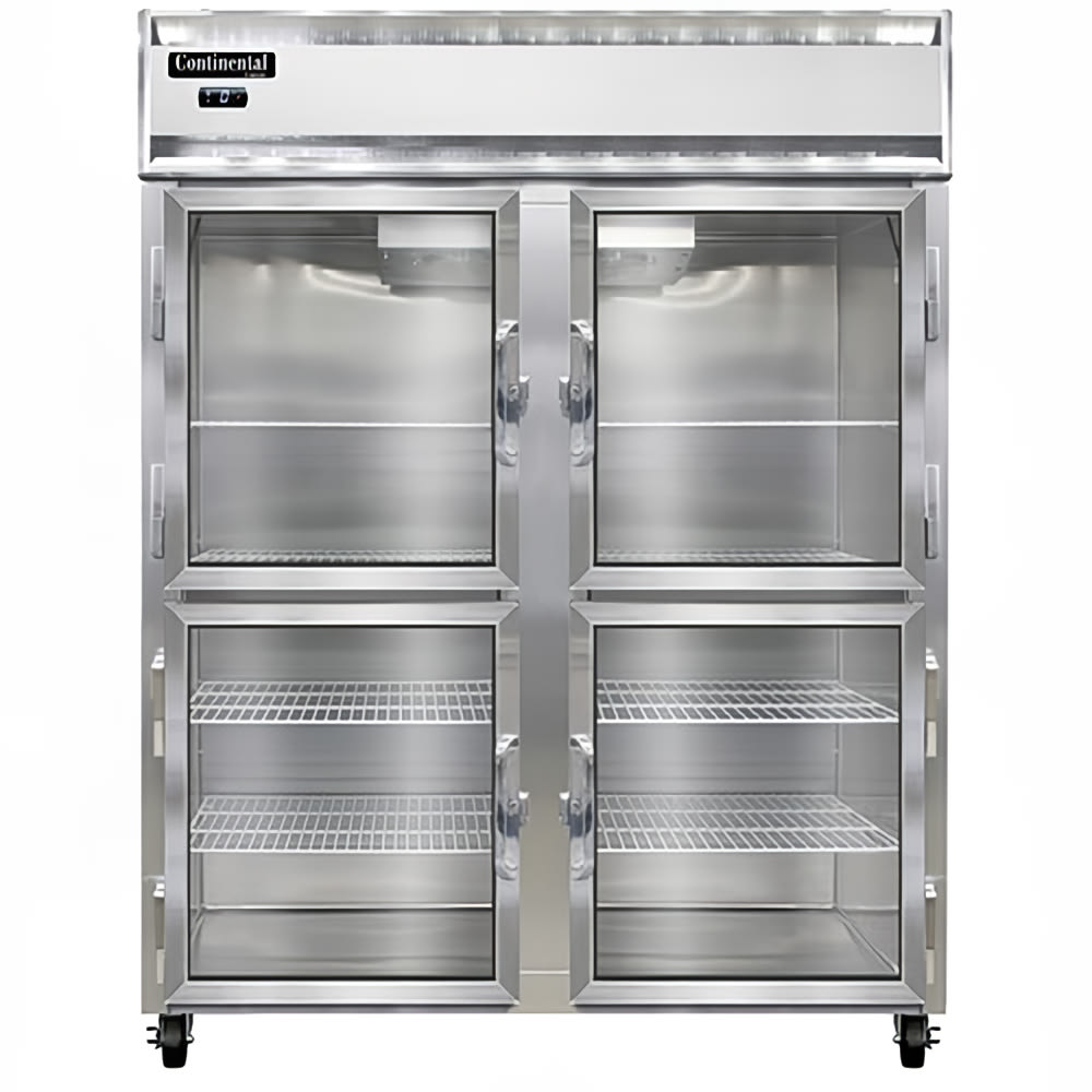 Continental 2FENSAGDHD 57" Two Section Reach In Freezer, (4) Left/Right Hinge Glass Doors, 115/208-230v