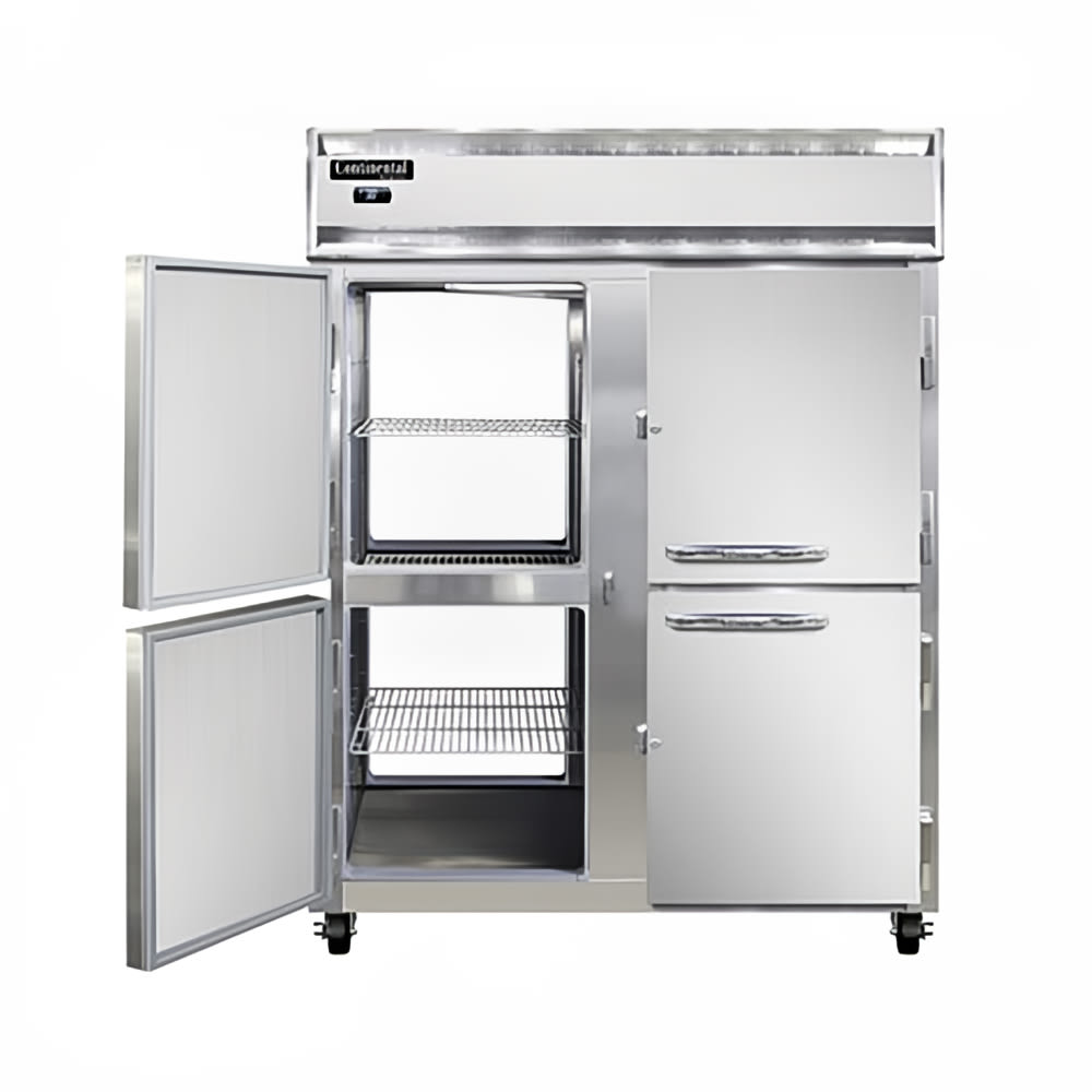 Continental 2FENSAPTHD 57" Two Section Pass Thru Freezer, (8) Left/Right Hinge Solid Doors, 115/208-230v