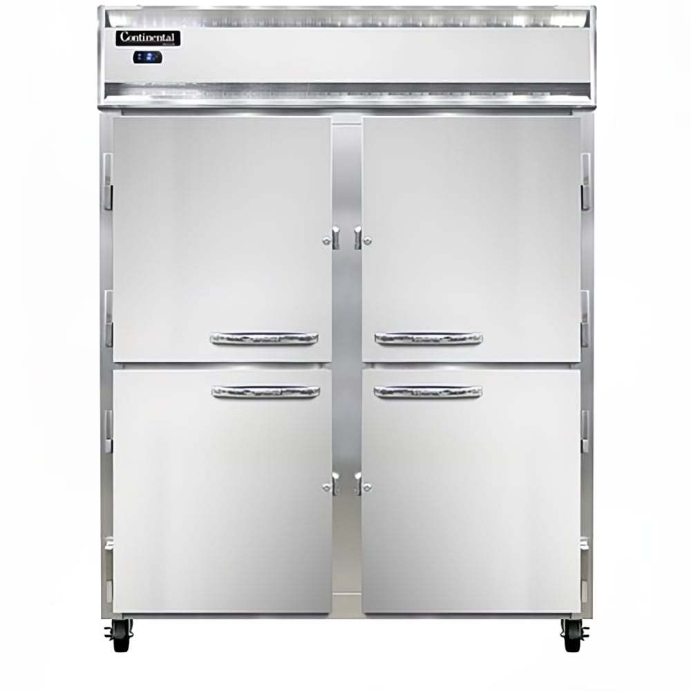 Continental 2FESNHD 57" Two Section Reach In Freezer, (4) Left/Right Hinge Solid Doors, 115v