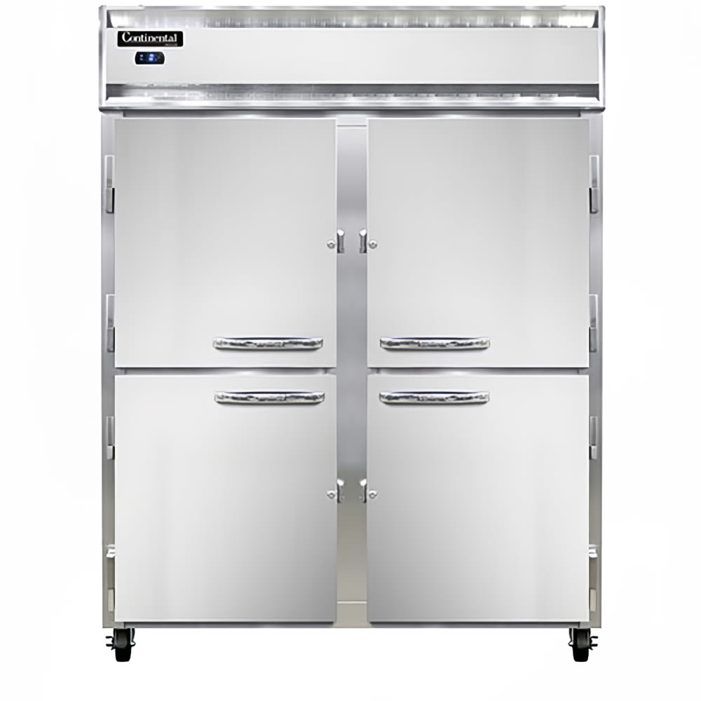 Continental 2FESNSSHD 57" Two Section Reach In Freezer, (4) Left/Right Hinge Solid Doors, 115v