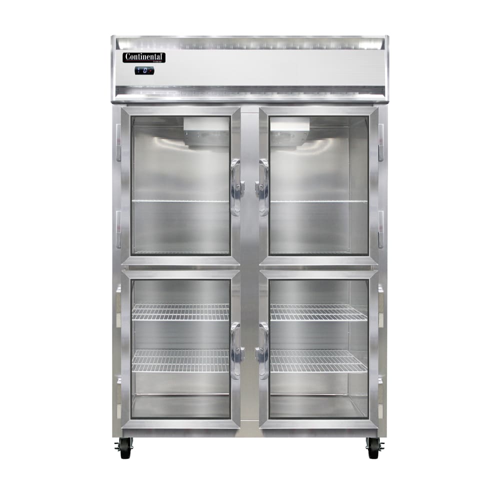 Continental 2FNGDHD 52" Two Section Reach In Freezer, (4) Left/Right Hinge Glass Doors, 115/208-230v