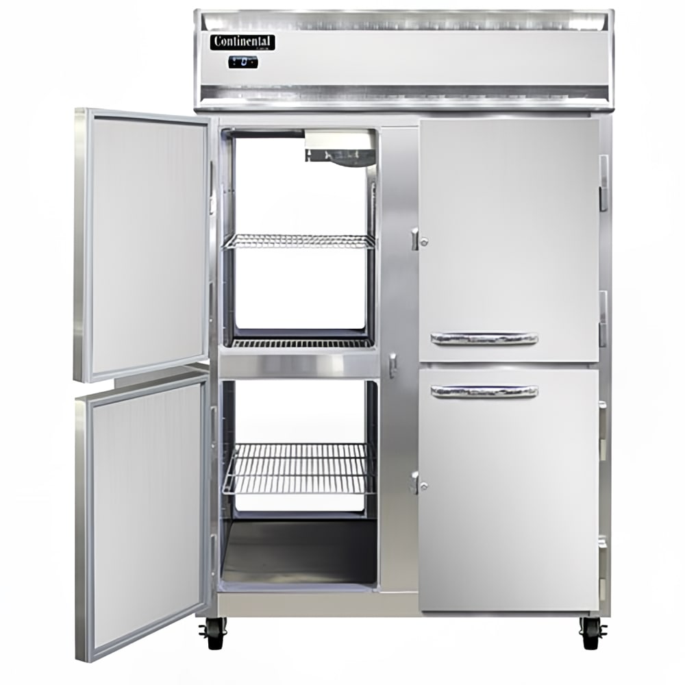 Continental 2FNPTHD 52" Two Section Pass Thru Freezer, (8) Left/Right Hinge Solid Doors, 115/208-230v