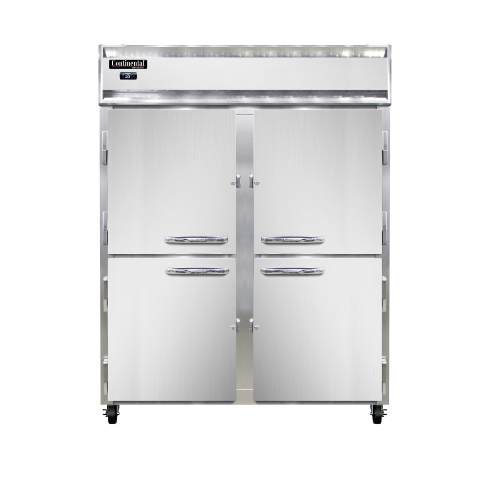 Continental 2RENHD 57" Two Section Reach In Refrigerator, (2) Left/Right Hinge Solid Doors, Top Compressor, 115v