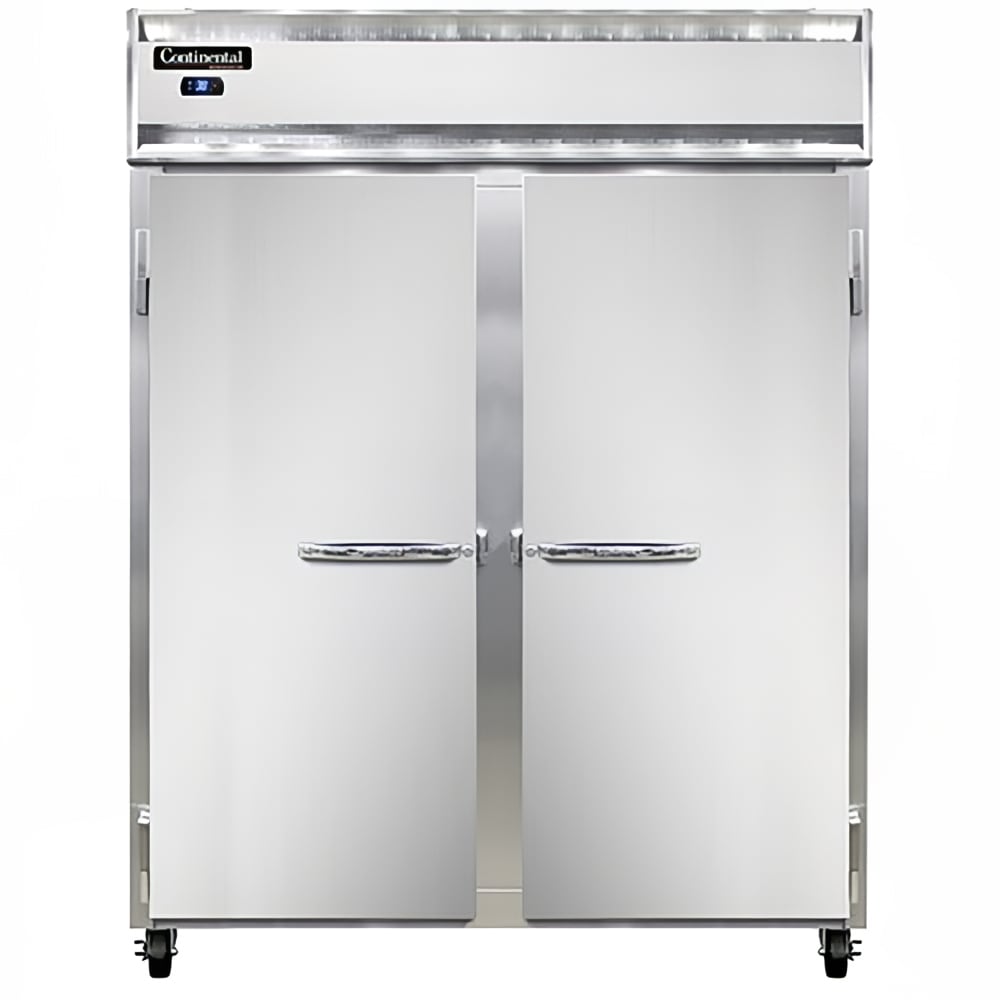Continental 2RESN 57" Two Section Reach In Refrigerator, (2) Left/Right Hinge Solid Doors, Top Compressor, 115v