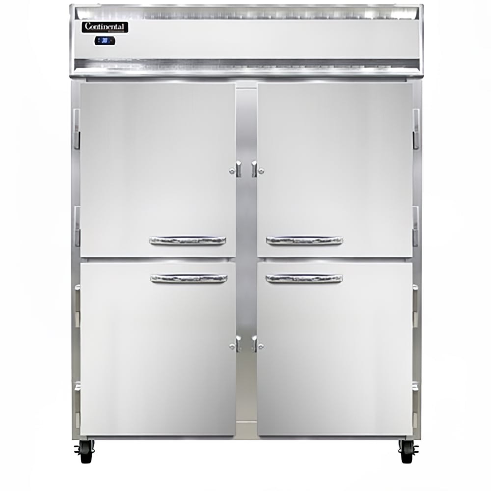 Continental 2RESNHD 57" Two Section Reach In Refrigerator, (4) Left/Right Hinge Solid Doors, Top Compressor, 115v