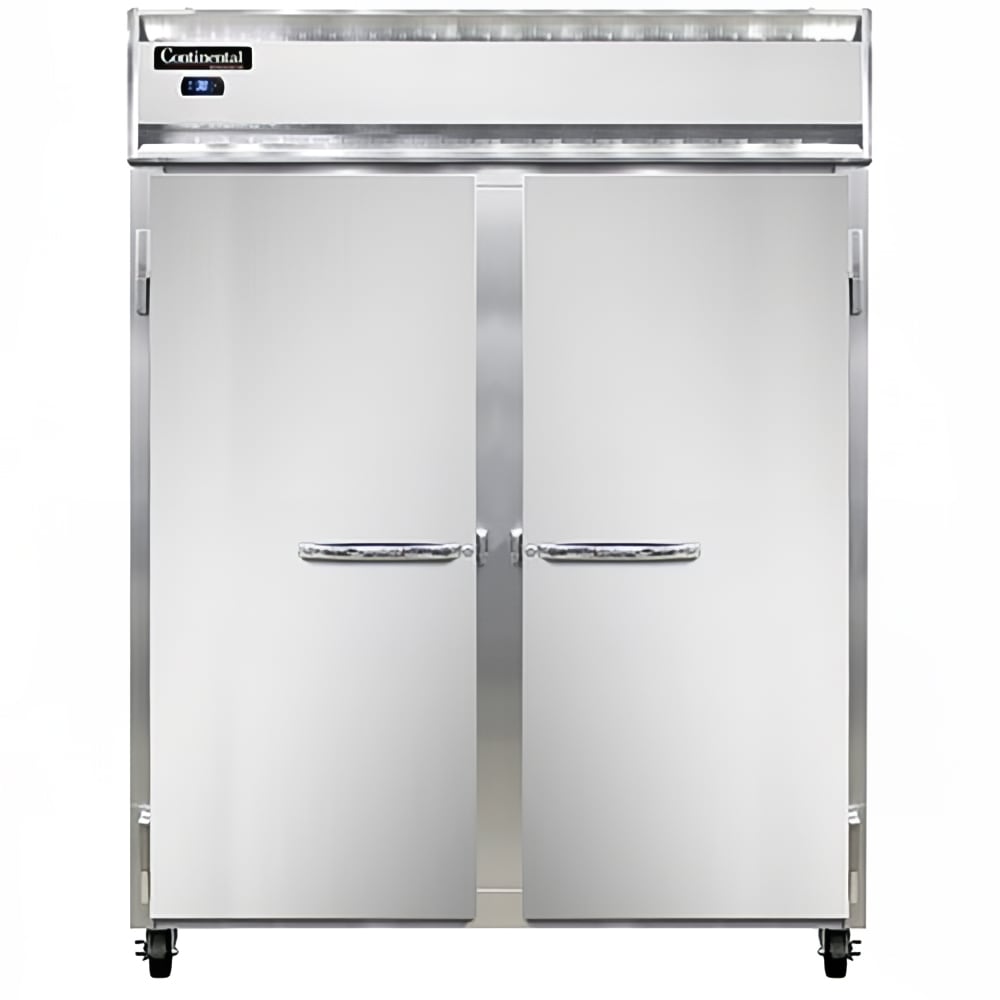 Continental 2RESNSA 57" Two Section Reach In Refrigerator, (2) Left/Right Hinge Solid Doors, Top Compressor, 115v