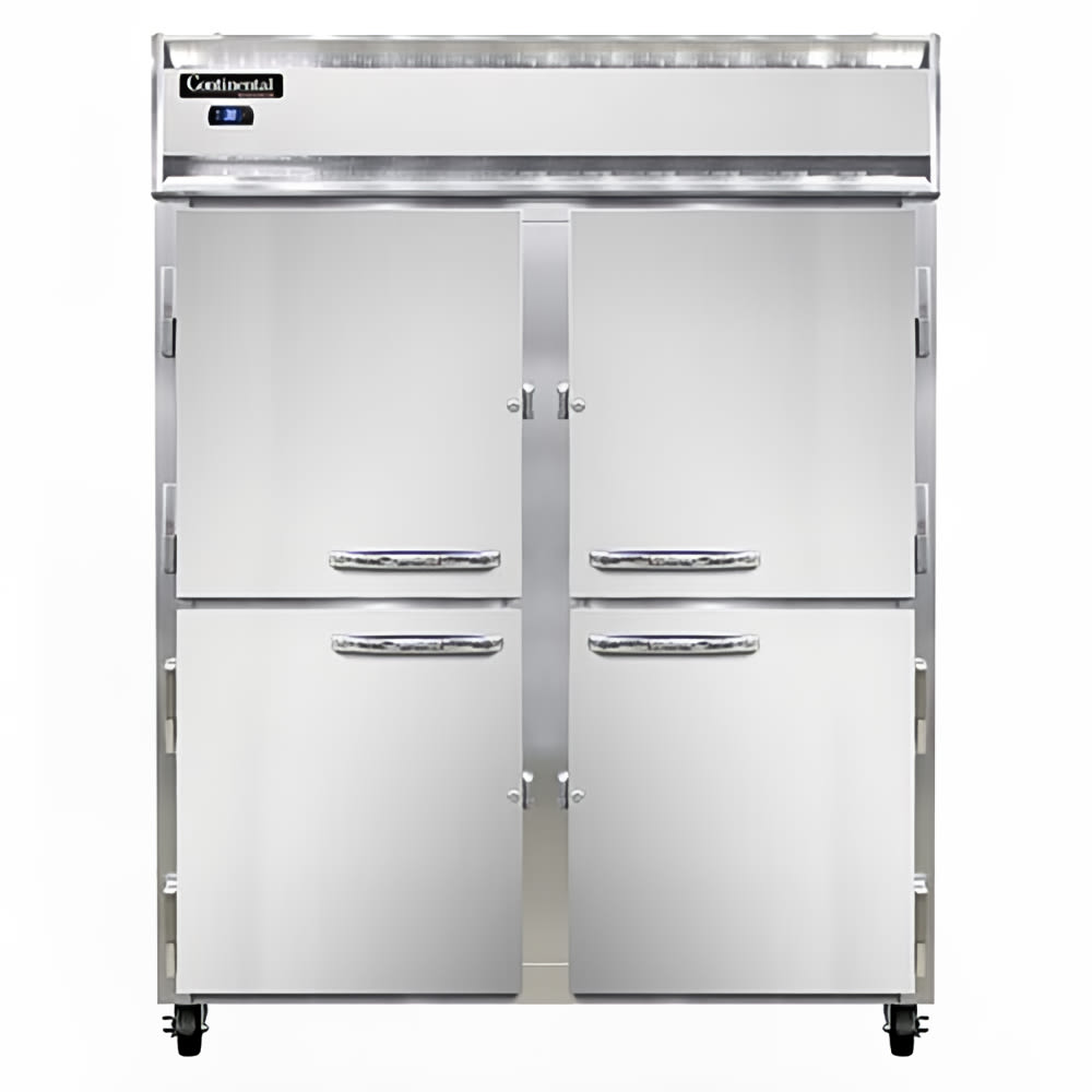 Continental 2RESNSAHD 57" Two Section Reach In Refrigerator, (4) Left/Right Hinge Solid Doors, Top Compressor, 115v