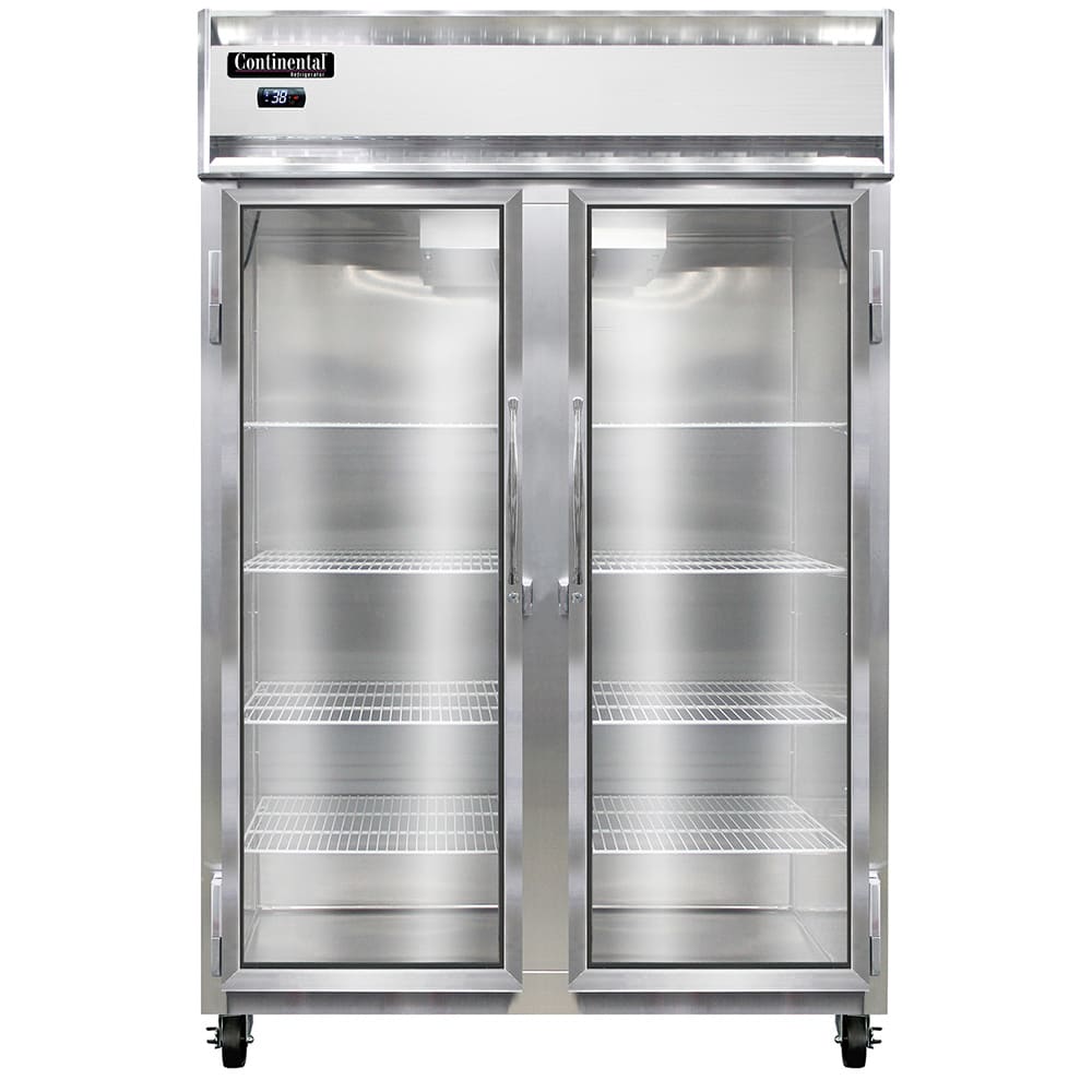 Continental 2RNGD 52" Two Section Reach In Refrigerator, (2) Left/Right Hinge Glass Doors, 115v