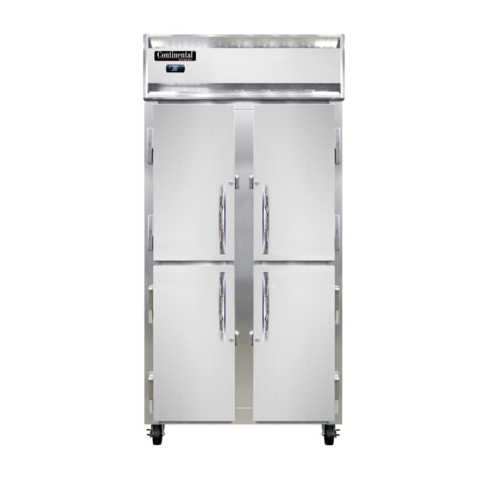 Continental 2RSENHD 36 1/4" Two Section Reach In Refrigerator, (4) Left/Right Hinge Solid Doors, Top Compressor, 115v