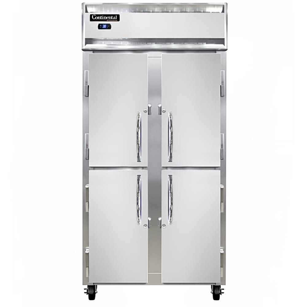 Continental 2RSENSAHD 36 1/4" Two Section Reach In Refrigerator, (4) Left/Right Hinge Solid Doors, Top Compressor, 115v