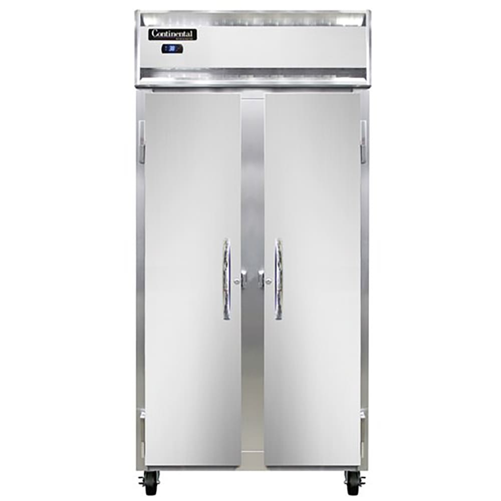 Continental 2RSESNSS 36 1/4" Two Section Reach In Refrigerator, (2) Left/Right Hinge Solid Doors, Top Compressor, 115v