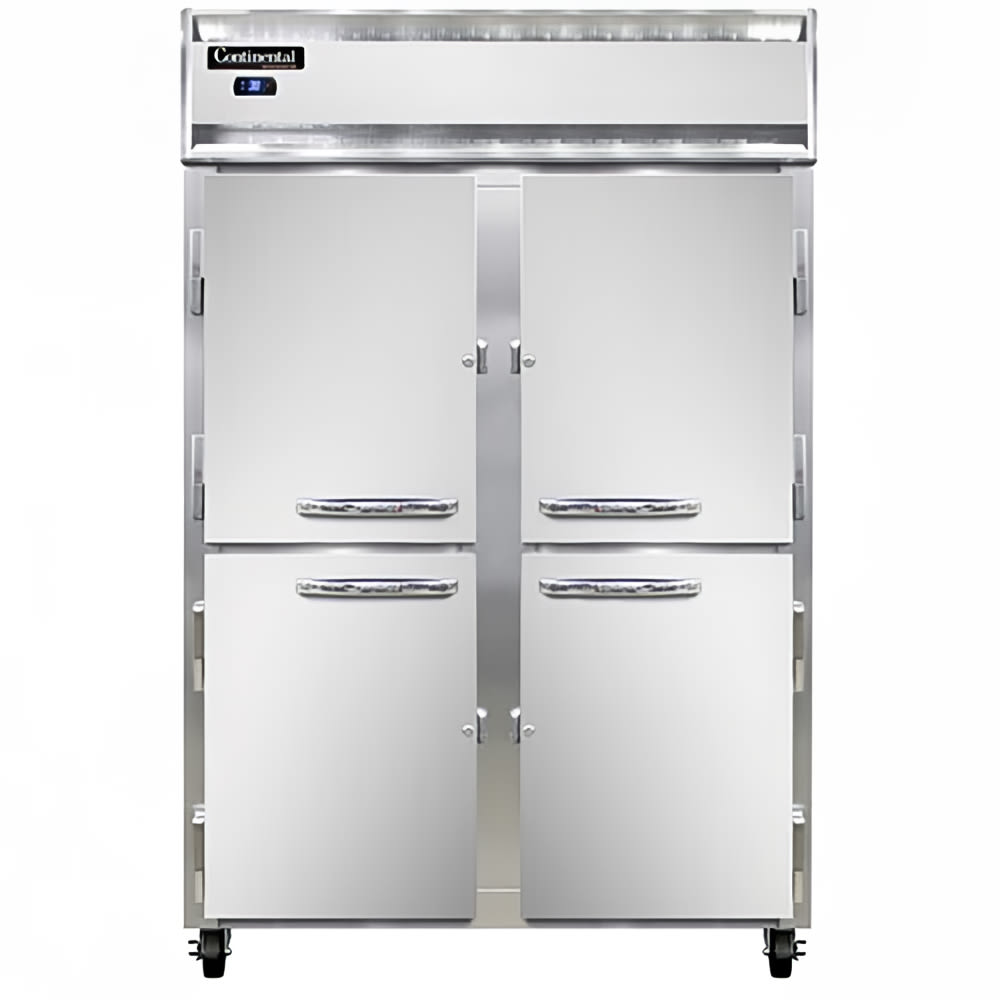 Continental 2RSNSAHD 52" Two Section Reach In Refrigerator, (4) Left/Right Hinge Solid Doors, Top Compressor, 115v