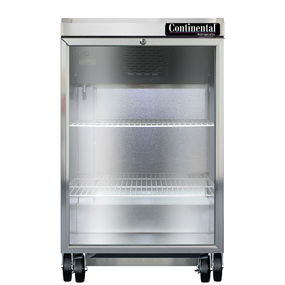 Continental BB24NGD 24" Bar Refrigerator - 1 Swinging Glass Door, Black, 115v