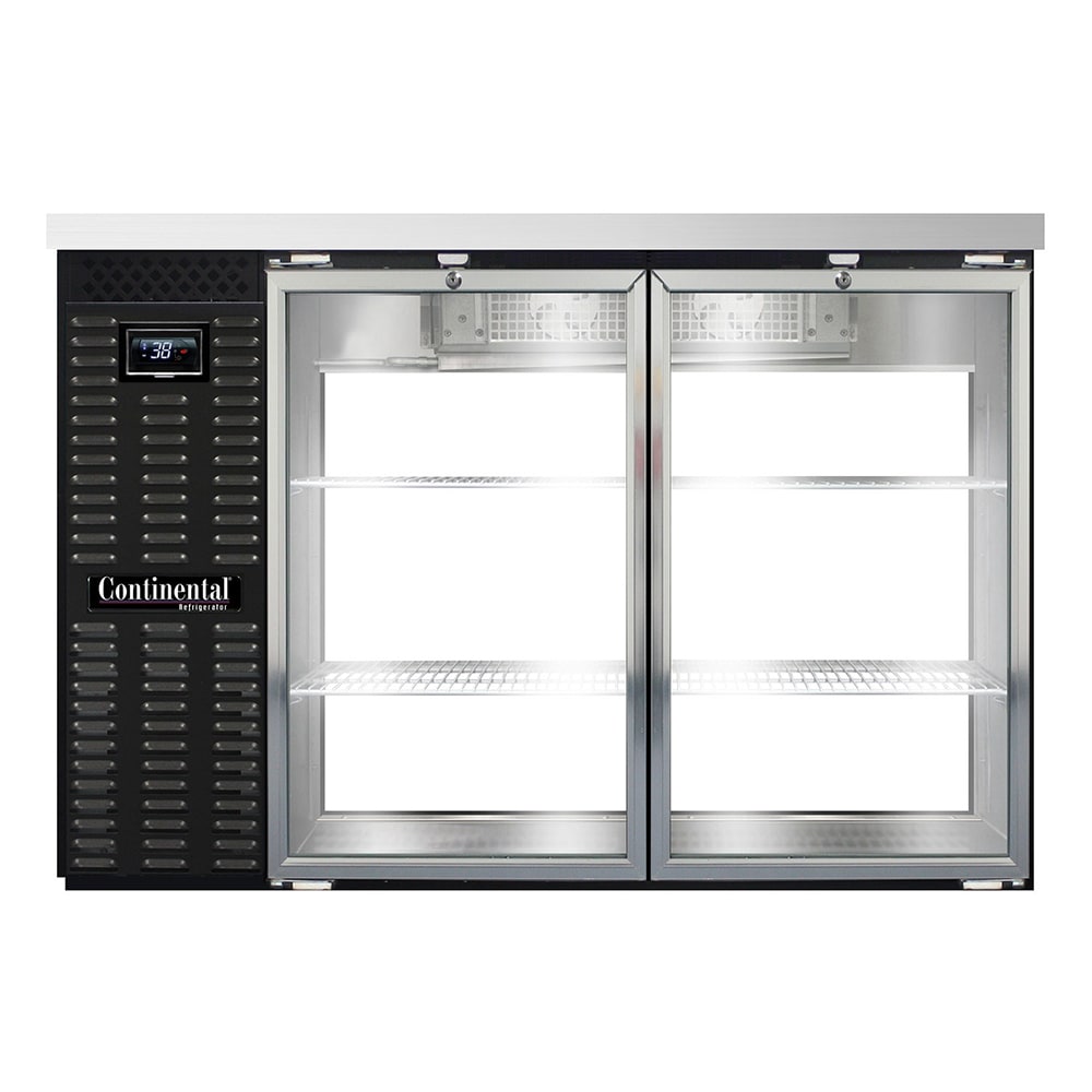 Continental BB50NGDPT 50" Pass-Thru Bar Refrigerator - (4) Swinging Glass Doors, Black, 115v