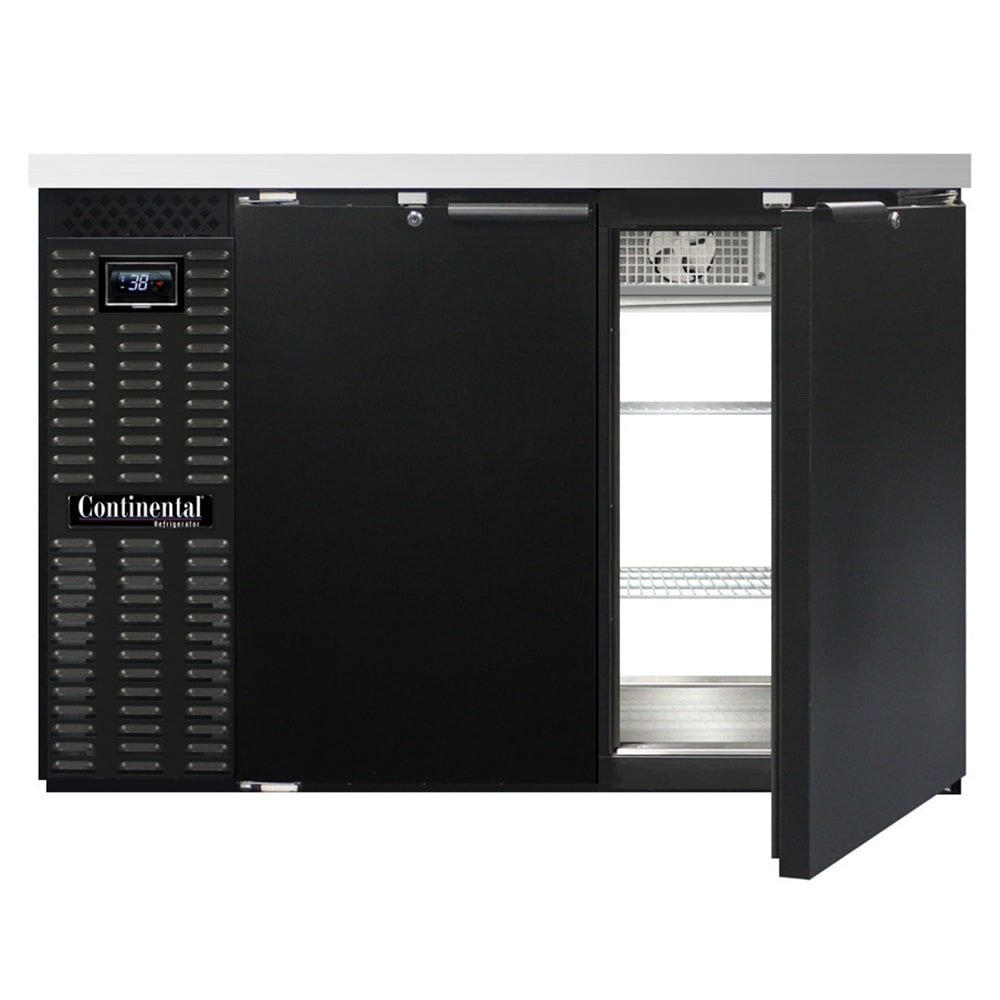 Continental BB50NPT 50" Bar Refrigerator - 4 Swinging Solid Doors, Black, 115v