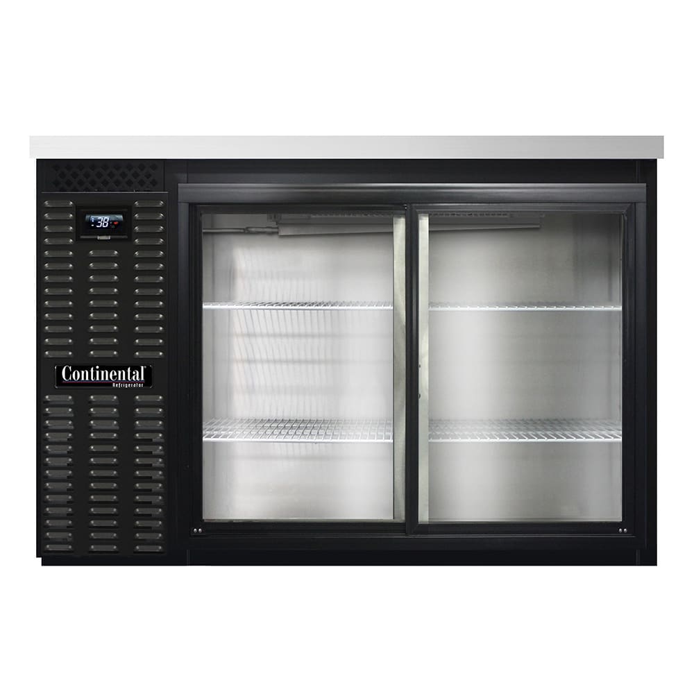 Continental BB50NSGD 50" Bar Refrigerator - (2) Sliding Glass Doors, Black, 115v