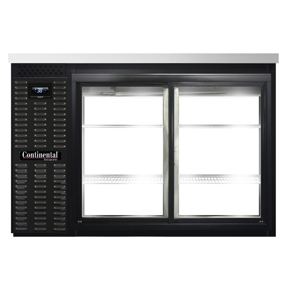 Continental BB50NSGDPT 50" Bar Refrigerator - 4 Sliding Glass Doors, Black, 115v