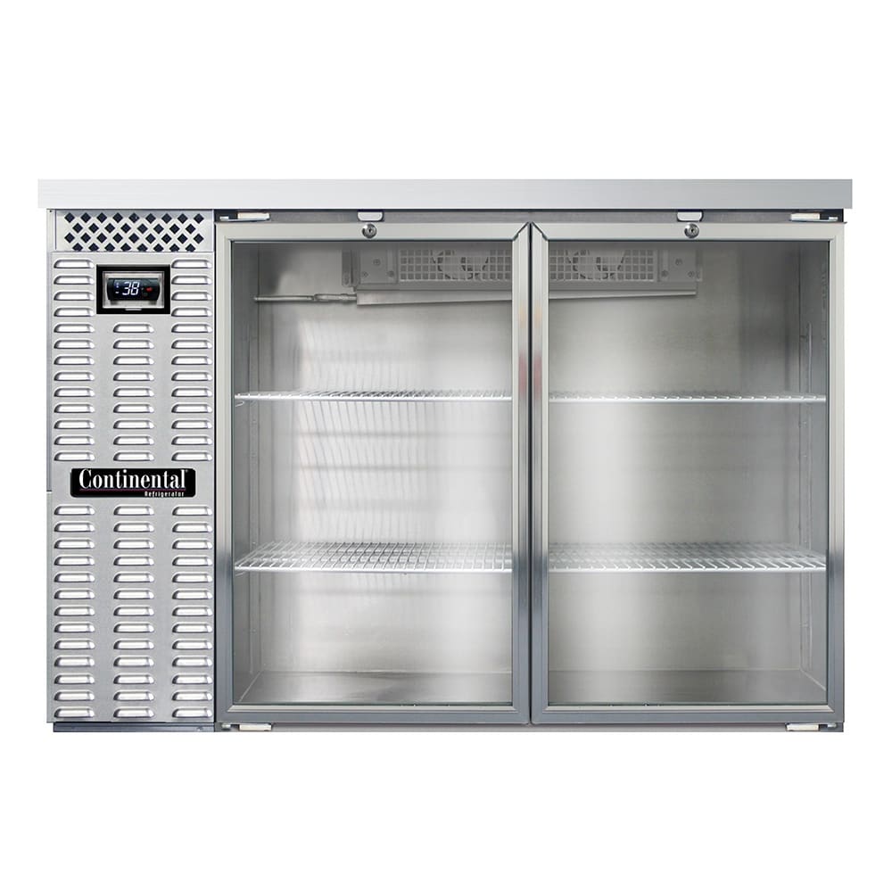 Continental BB50NSSGD 50" Bar Refrigerator - (2) Swinging Glass Doors, Stainless, 115v