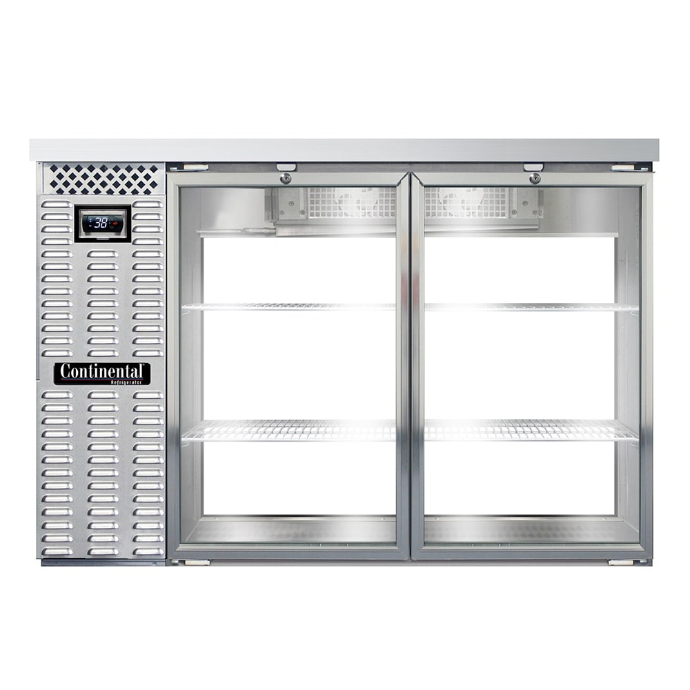 Continental BB50NSSGDPT 50" Pass-Thru Bar Refrigerator - (4) Swinging Glass Doors, Stainless, 115v