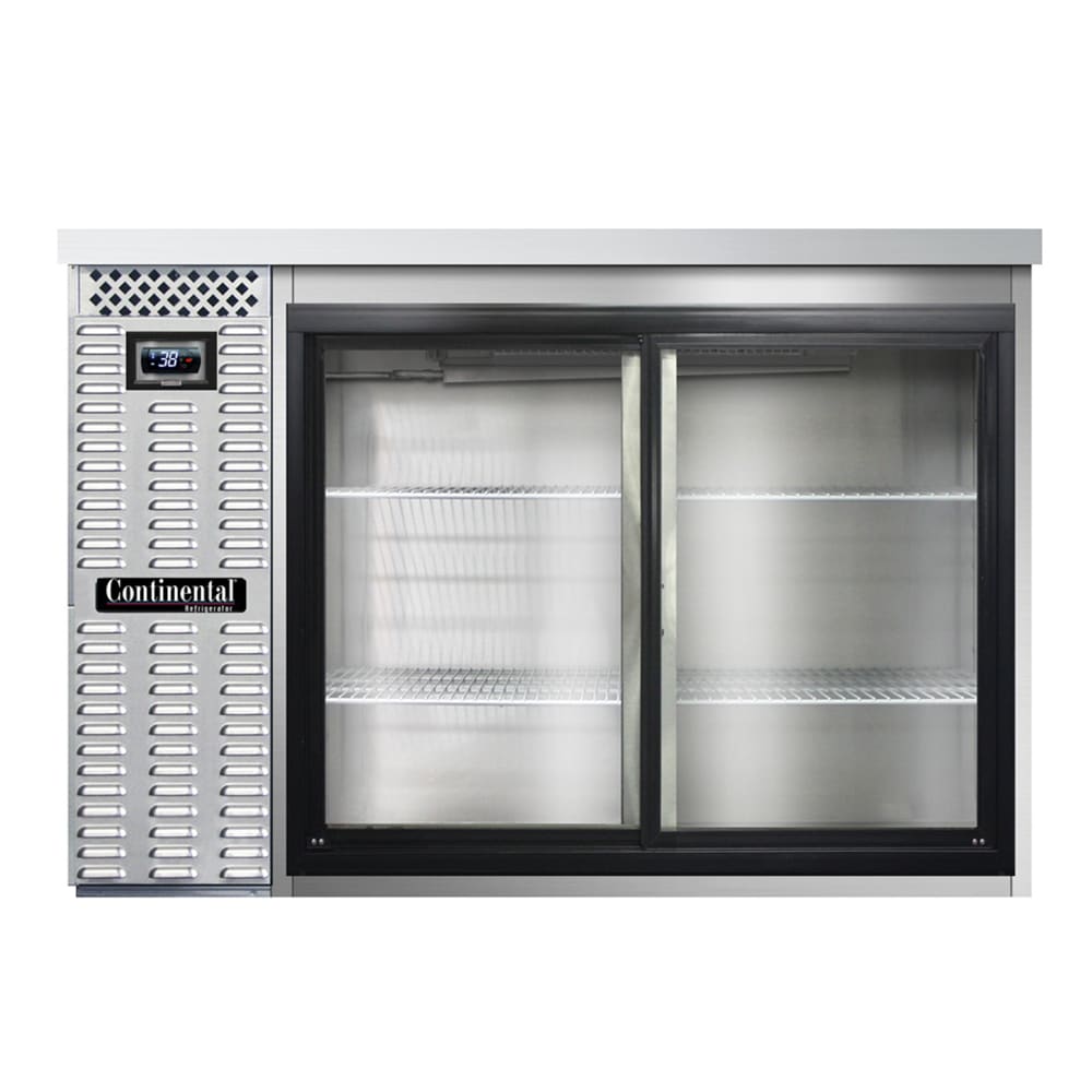 Continental BB50NSSSGD 50" Bar Refrigerator - 2 Sliding Glass Doors, Stainless, 115v