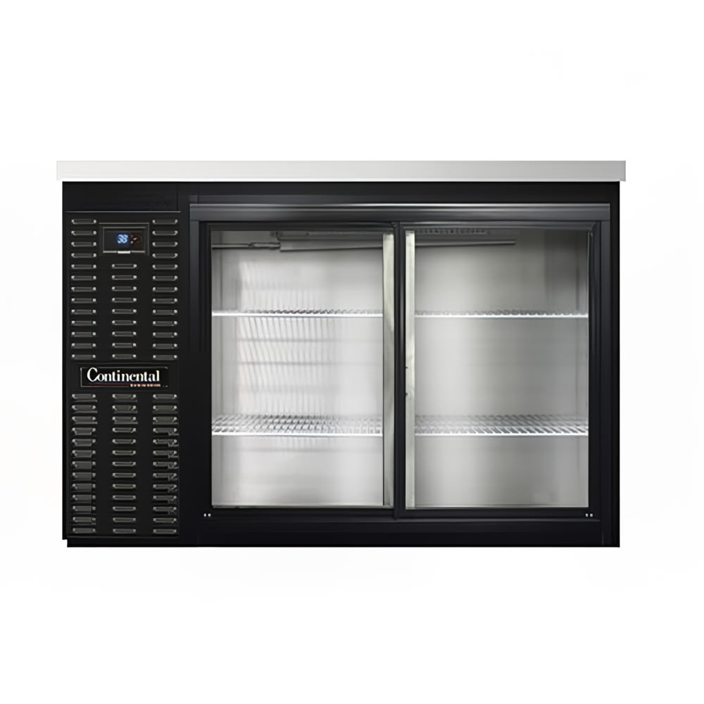 Continental BB50SNSGD 50" Bar Refrigerator - 2 Sliding Glass Doors, Black, 115v
