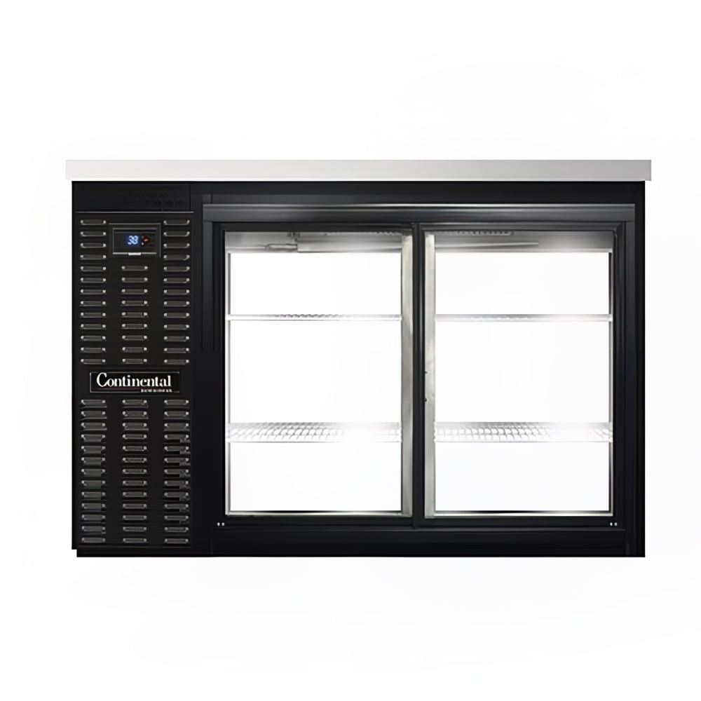 Continental BB50SNSGDPT 50" Bar Refrigerator - 4 Sliding Glass Doors, Black, 115v
