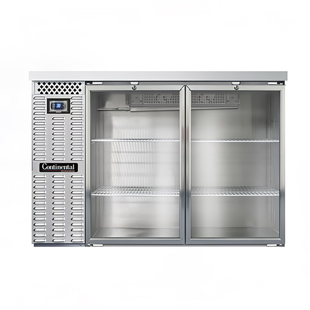 Continental BB50SNSSGD 50" Bar Refrigerator - 2 Swinging Glass Doors, Stainless, 115v