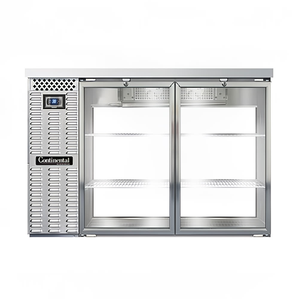 Continental BB50SNSSGDPT 50" Bar Refrigerator - 4 Swinging Glass Doors, Stainless, 115v