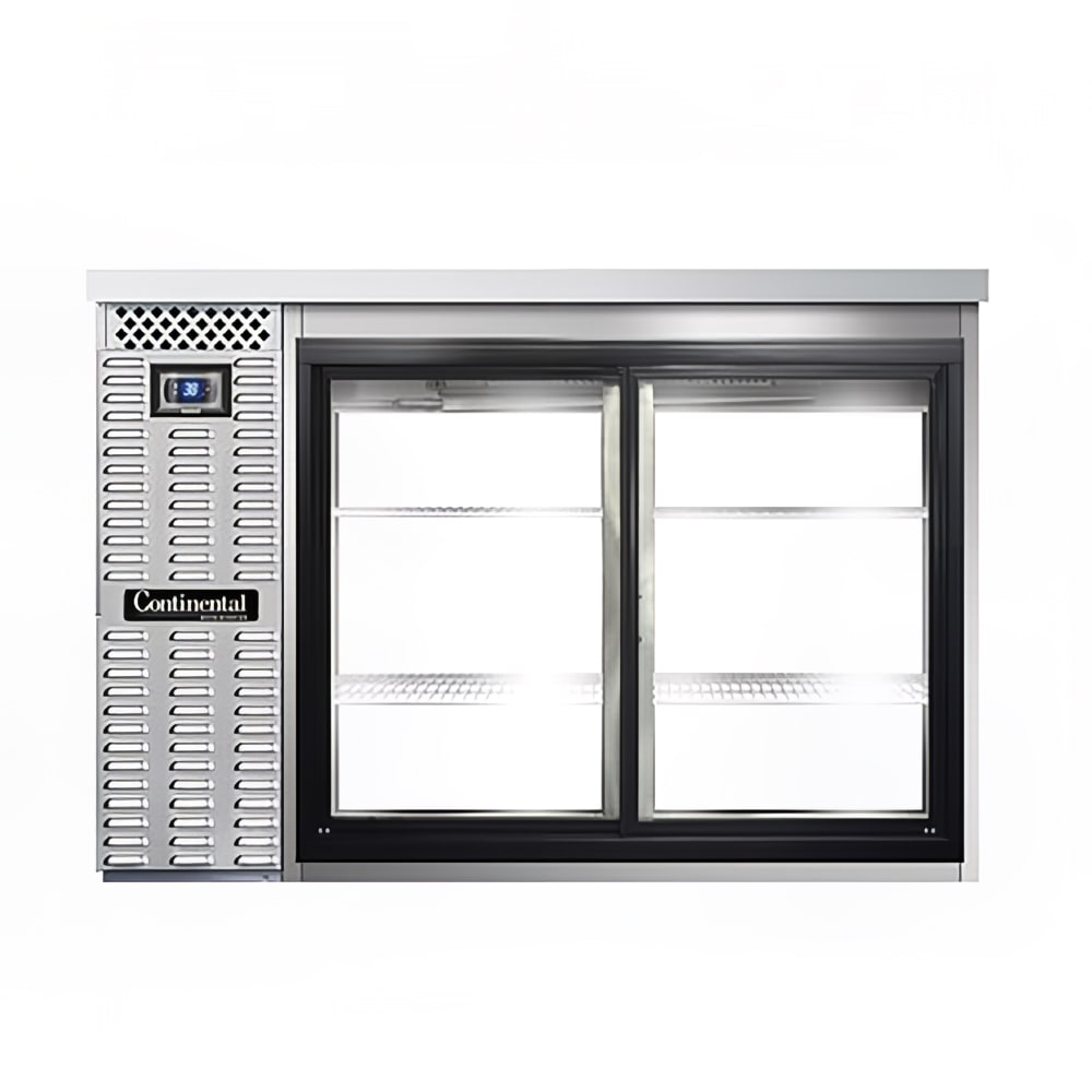 Continental BB50SNSSSGDPT 50" Bar Refrigerator - 4 Sliding Glass Doors, Stainless, 115v