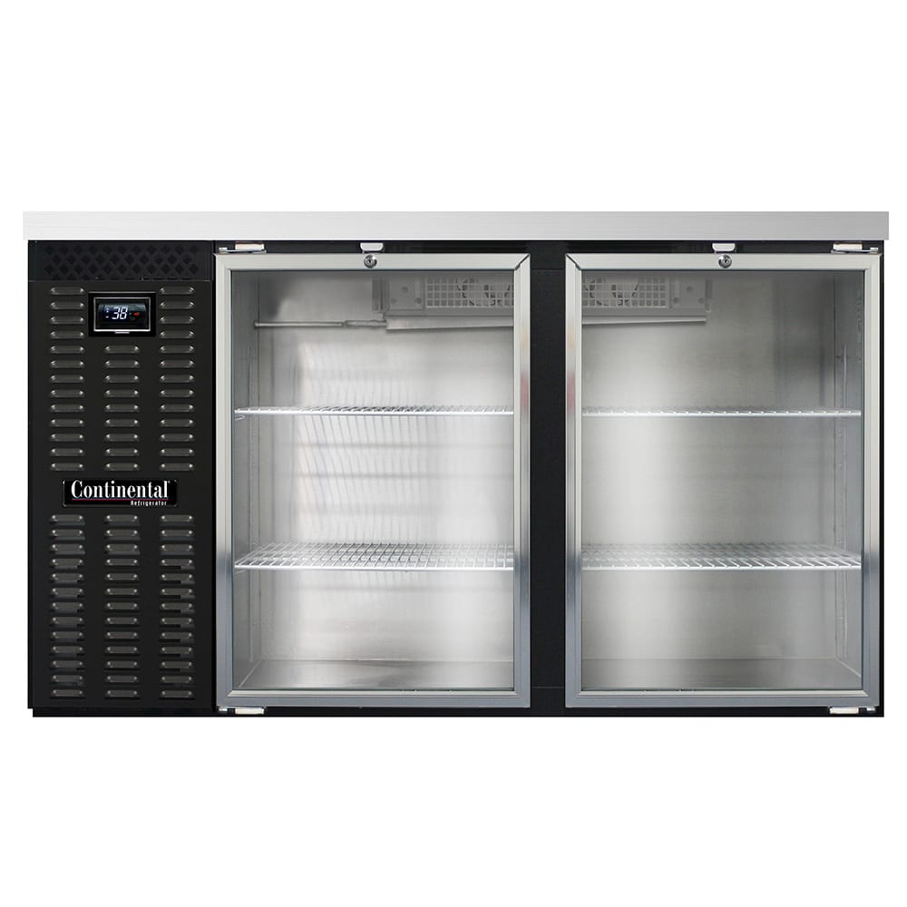 Continental BB59NGD 59" Bar Refrigerator - 2 Swinging Glass Doors, Black, 115v