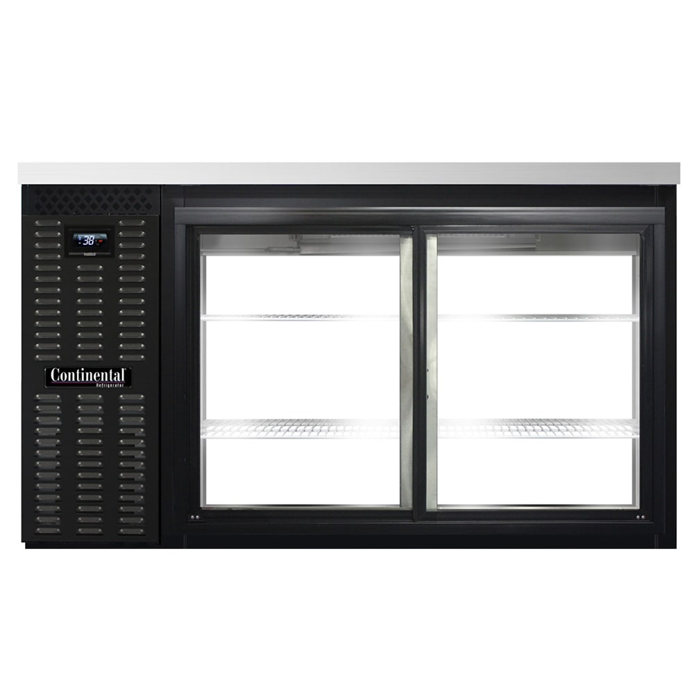 Continental BB59NSGDPT 59" Bar Refrigerator - 4 Sliding Glass Doors, Black, 115v